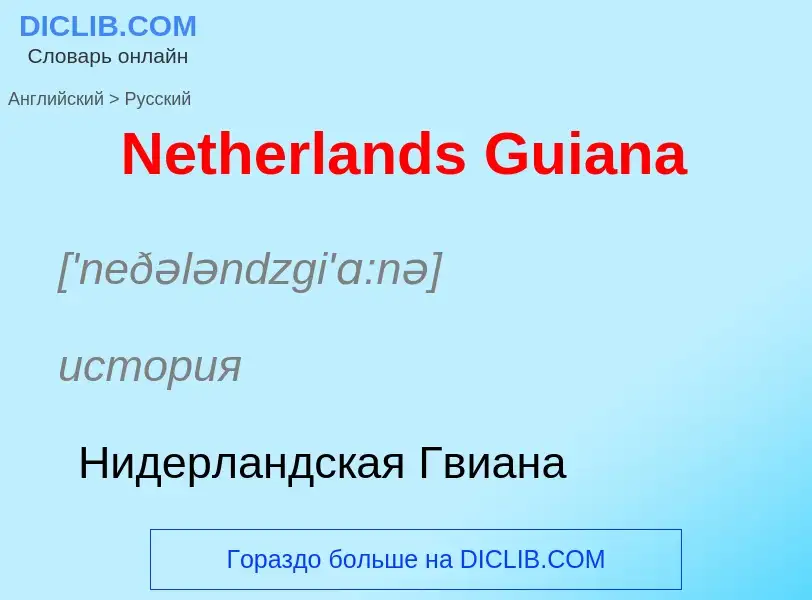 ¿Cómo se dice Netherlands Guiana en Ruso? Traducción de &#39Netherlands Guiana&#39 al Ruso