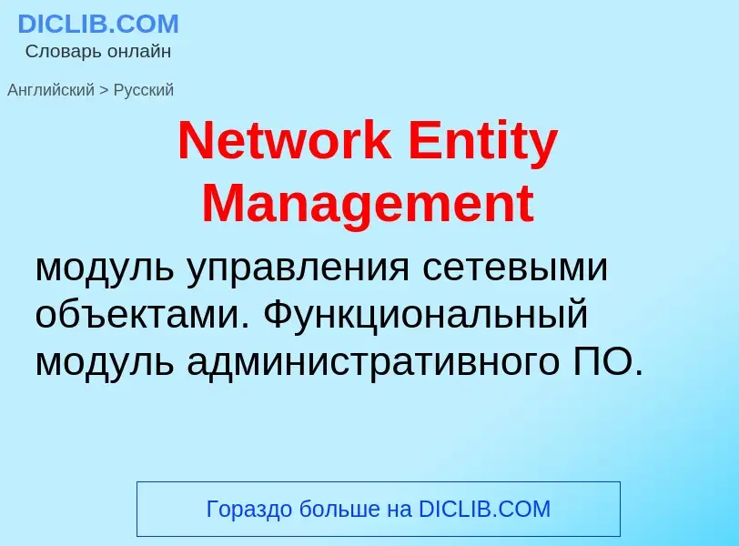 ¿Cómo se dice Network Entity Management en Ruso? Traducción de &#39Network Entity Management&#39 al 