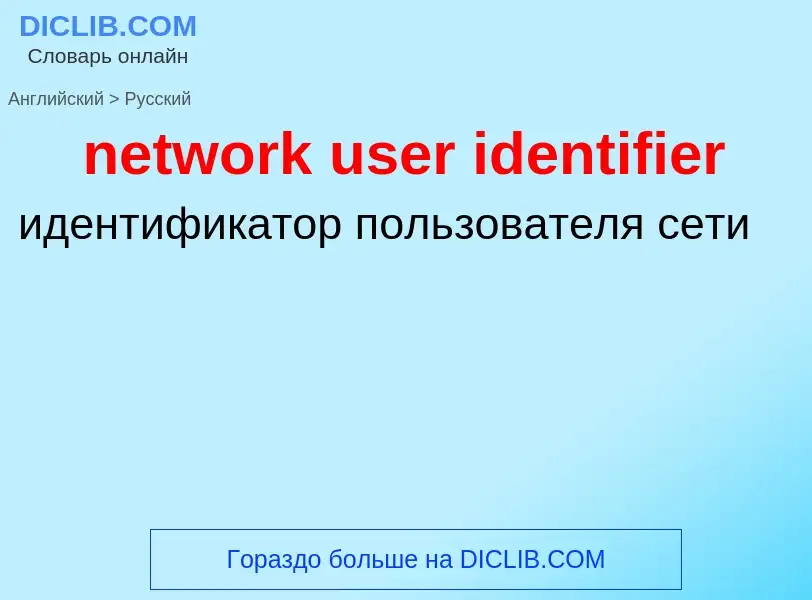 Как переводится network user identifier на Русский язык