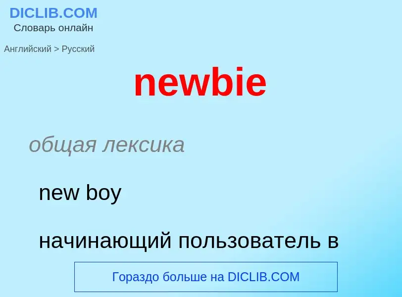 Как переводится newbie на Русский язык