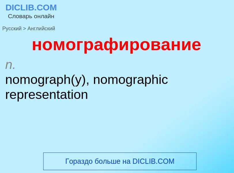 Como se diz номографирование em Inglês? Tradução de &#39номографирование&#39 em Inglês