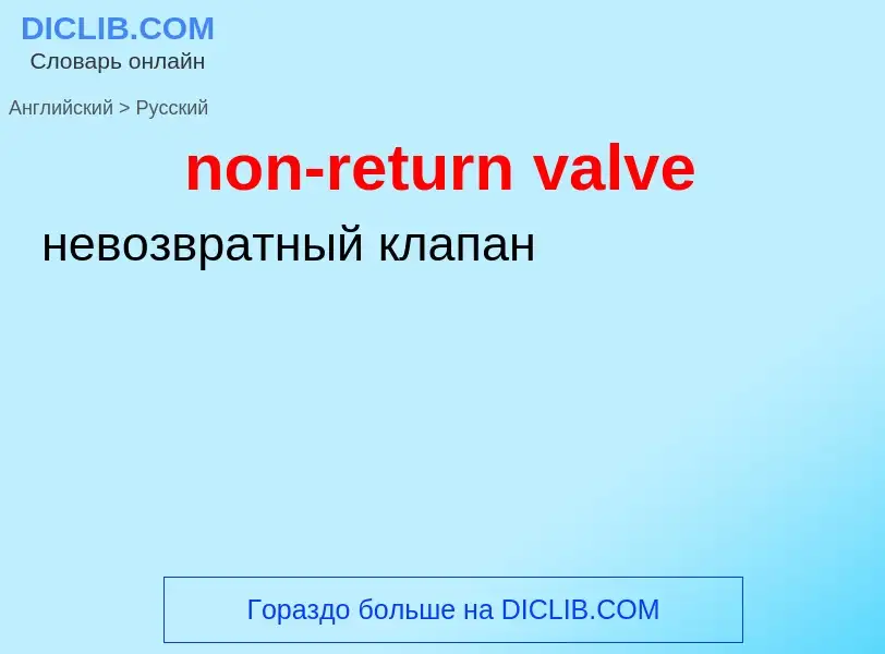 Как переводится non-return valve на Русский язык