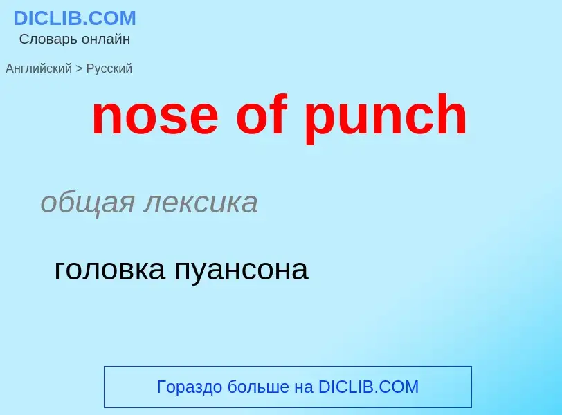 Как переводится nose of punch на Русский язык