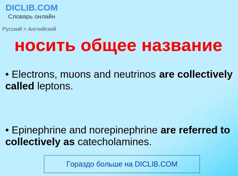 Как переводится носить общее название на Английский язык