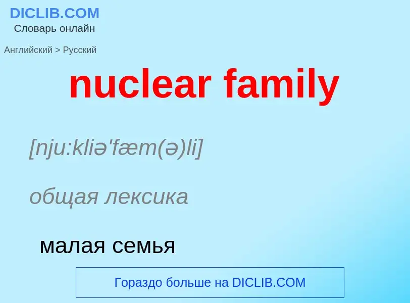 What is the Russian for nuclear family? Translation of &#39nuclear family&#39 to Russian