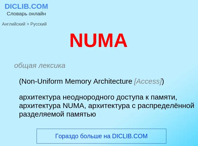 Как переводится NUMA на Русский язык