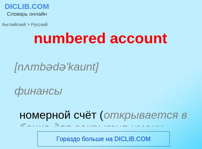 Vertaling van &#39numbered account&#39 naar Russisch