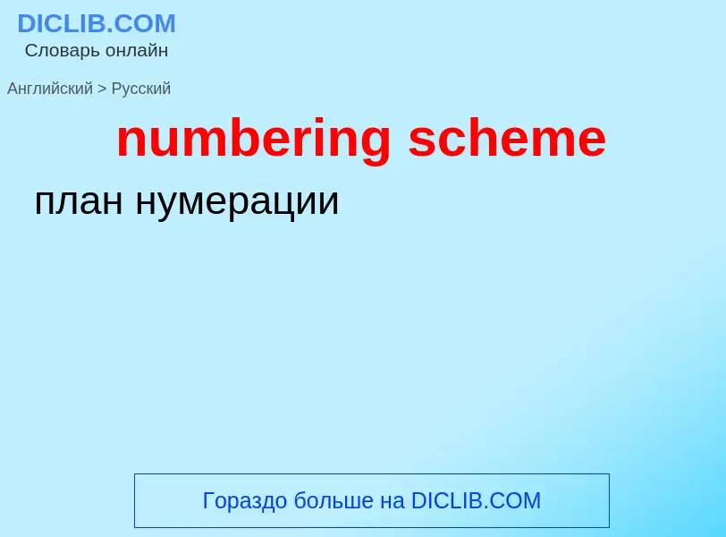 Traduction de &#39numbering scheme&#39 en Russe