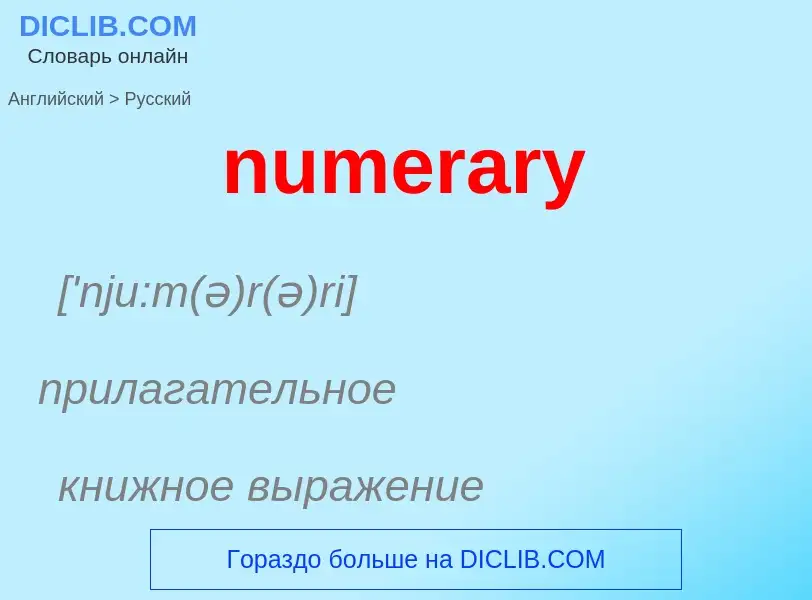 What is the الروسية for numerary? Translation of &#39numerary&#39 to الروسية