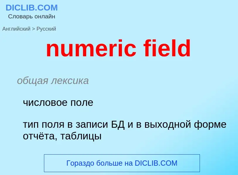 Μετάφραση του &#39numeric field&#39 σε Ρωσικά