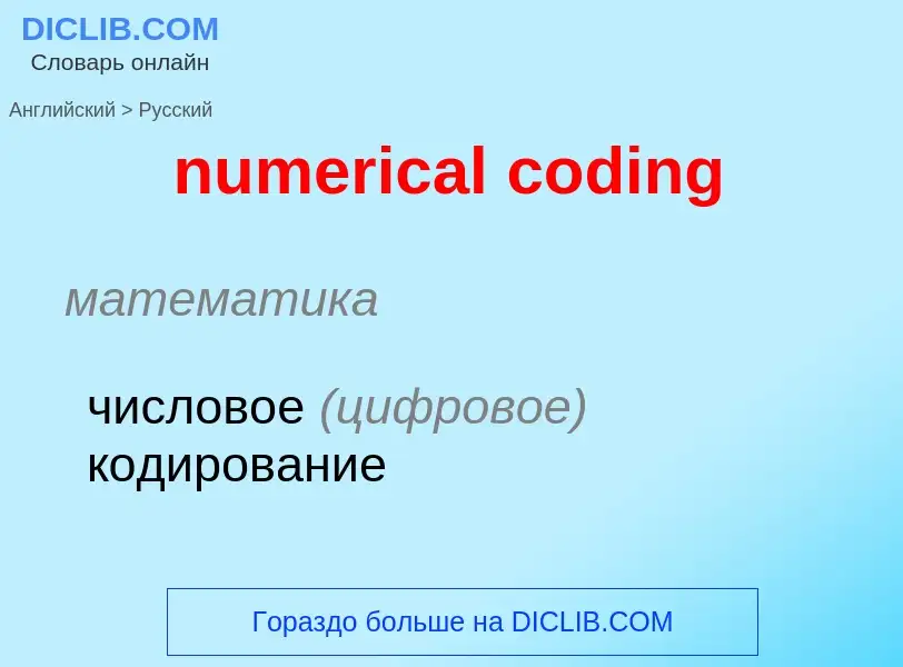 Vertaling van &#39numerical coding&#39 naar Russisch