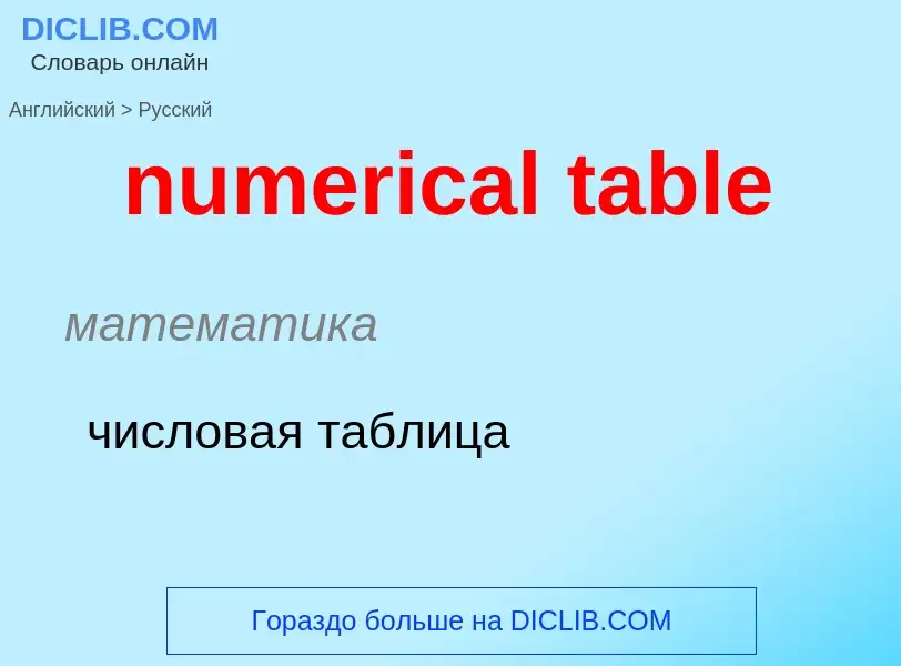 Как переводится numerical table на Русский язык