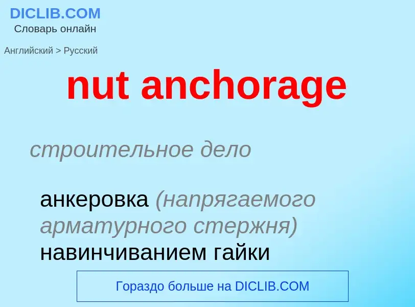 Как переводится nut anchorage на Русский язык