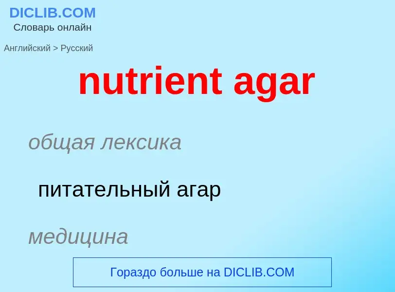 Vertaling van &#39nutrient agar&#39 naar Russisch