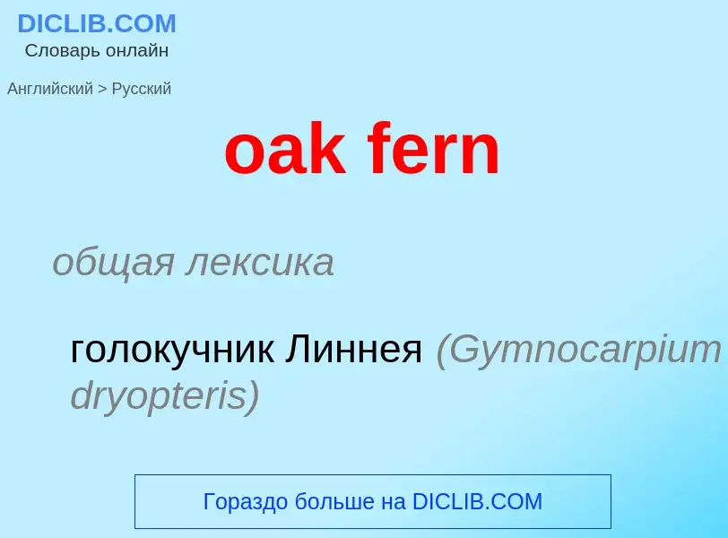 Как переводится oak fern на Русский язык