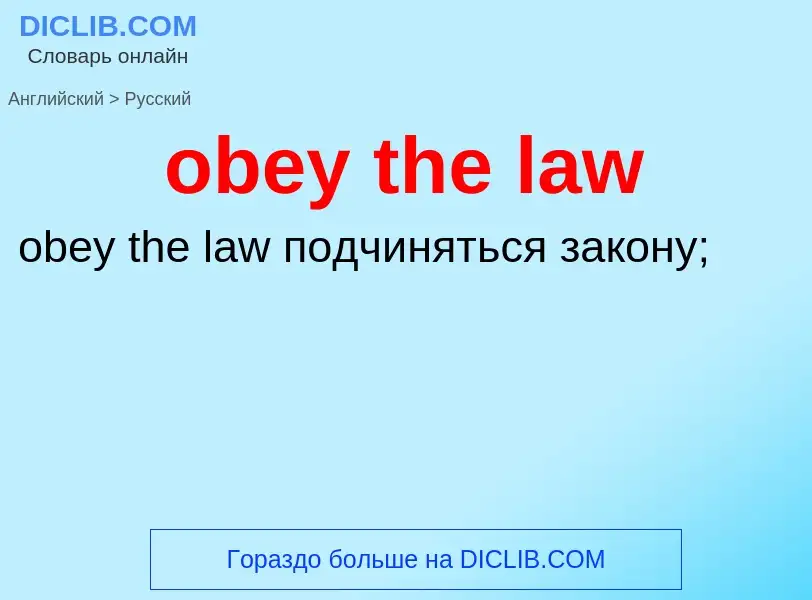 Как переводится obey the law на Русский язык