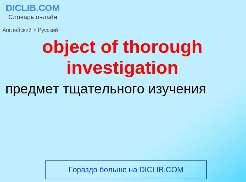 Как переводится object of thorough investigation на Русский язык