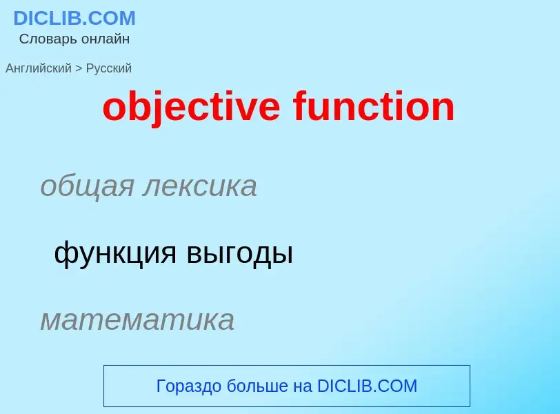 Как переводится objective function на Русский язык