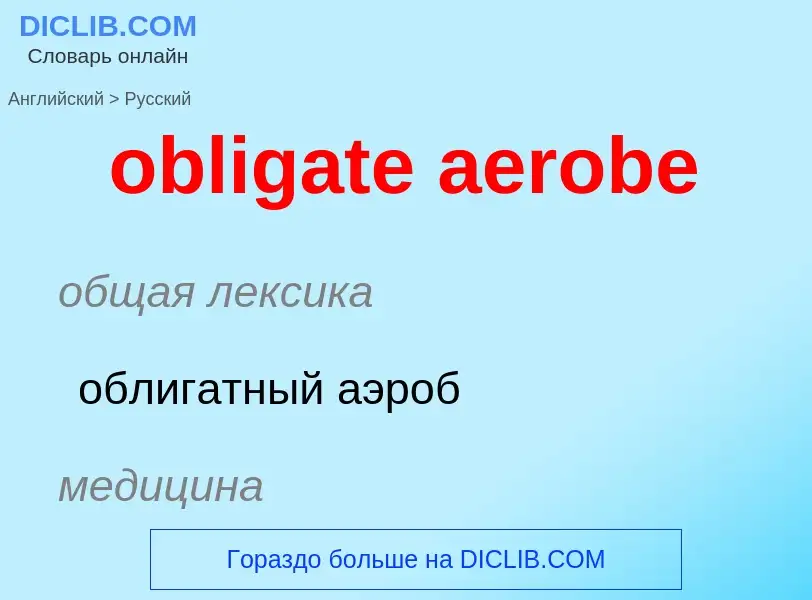 Как переводится obligate aerobe на Русский язык