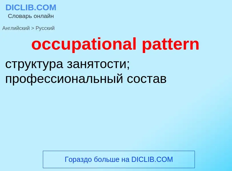 What is the Russian for occupational pattern? Translation of &#39occupational pattern&#39 to Russian