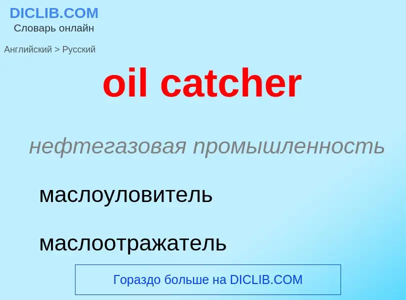 Как переводится oil catcher на Русский язык