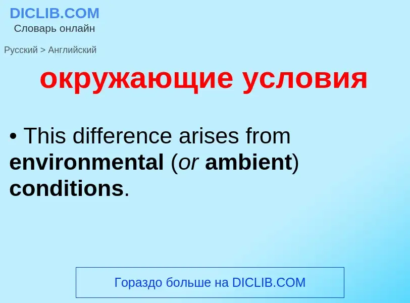 Como se diz окружающие условия em Inglês? Tradução de &#39окружающие условия&#39 em Inglês