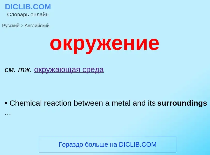 Como se diz окружение em Inglês? Tradução de &#39окружение&#39 em Inglês