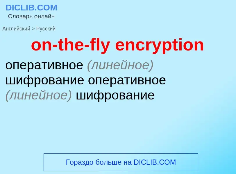 What is the Russian for on-the-fly encryption? Translation of &#39on-the-fly encryption&#39 to Russi