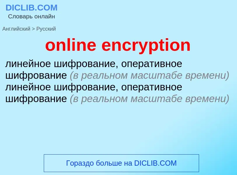 What is the Russian for online encryption? Translation of &#39online encryption&#39 to Russian