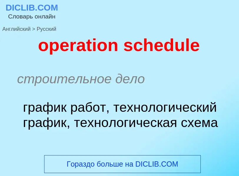 What is the Russian for operation schedule? Translation of &#39operation schedule&#39 to Russian