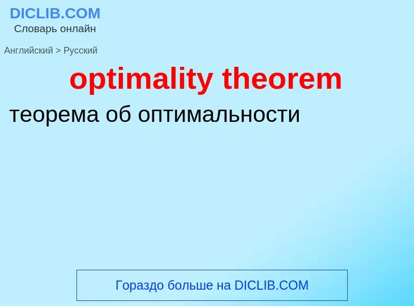 Как переводится optimality theorem на Русский язык