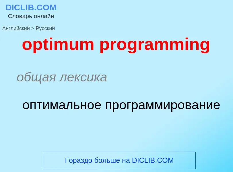 What is the Russian for optimum programming? Translation of &#39optimum programming&#39 to Russian