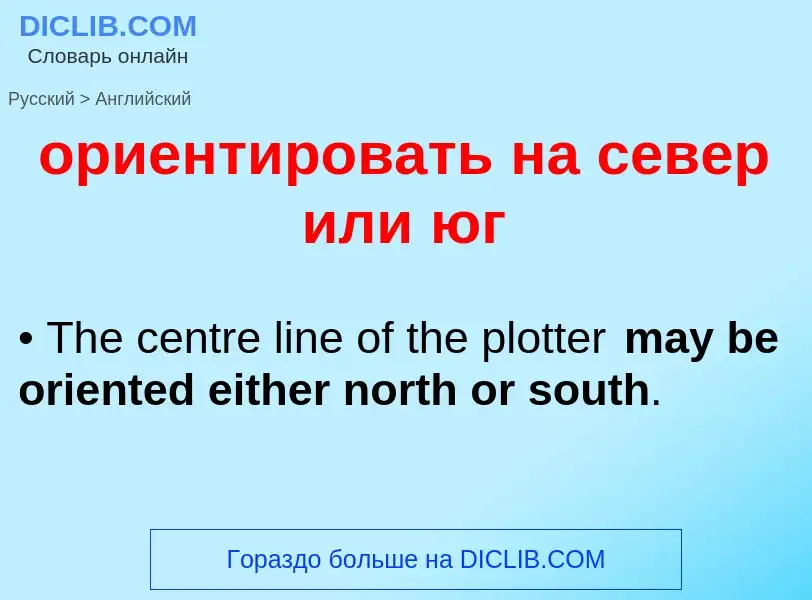 Como se diz ориентировать на север или юг em Inglês? Tradução de &#39ориентировать на север или юг&#