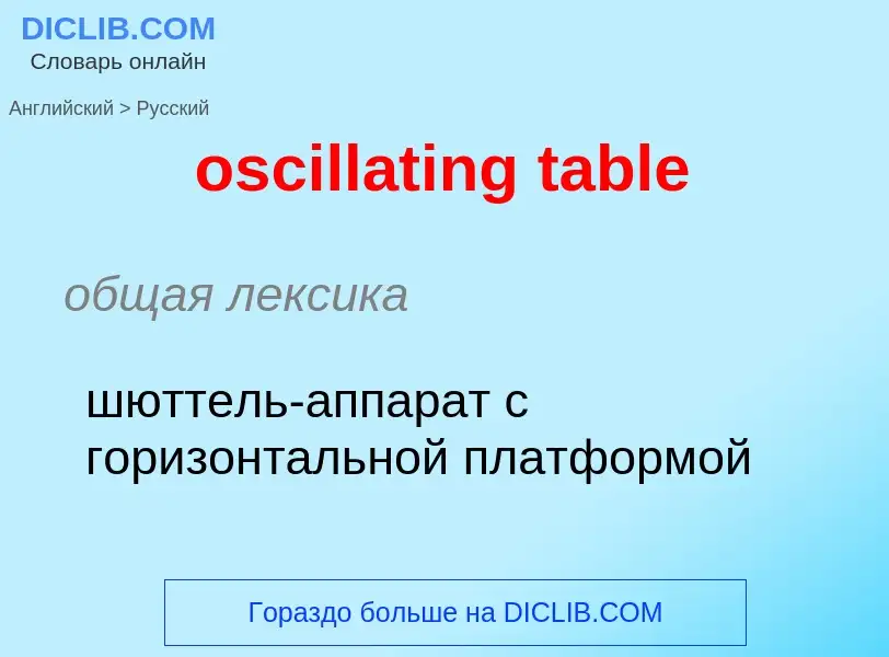 Как переводится oscillating table на Русский язык