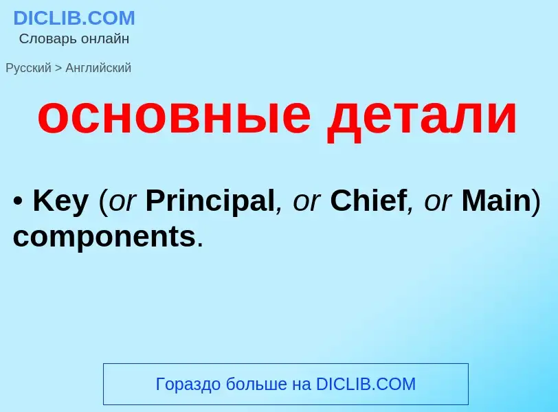 Como se diz основные детали em Inglês? Tradução de &#39основные детали&#39 em Inglês