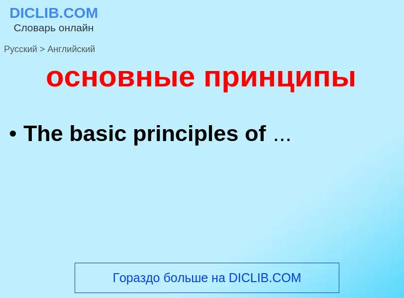 Como se diz основные принципы em Inglês? Tradução de &#39основные принципы&#39 em Inglês