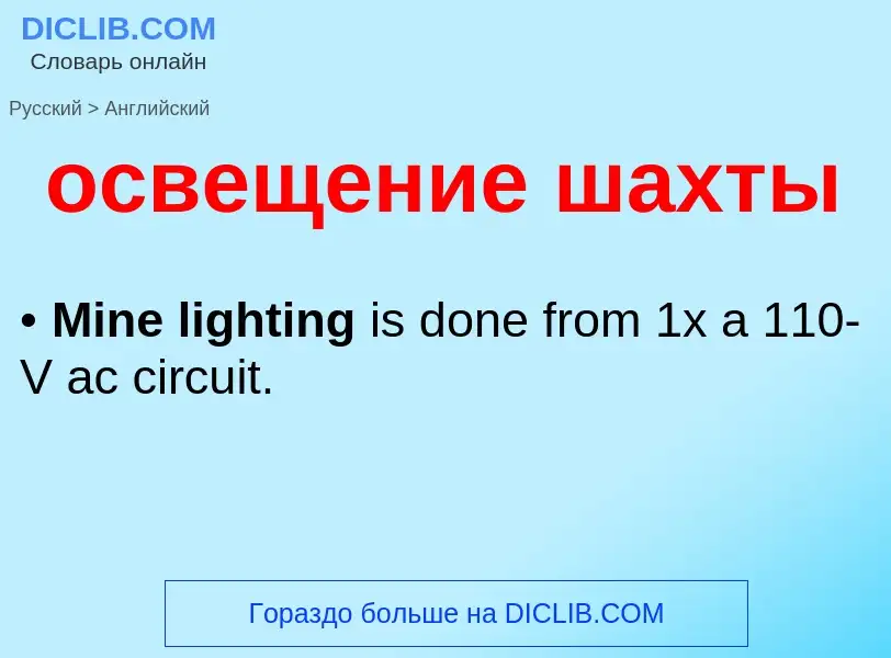 Como se diz освещение шахты em Inglês? Tradução de &#39освещение шахты&#39 em Inglês