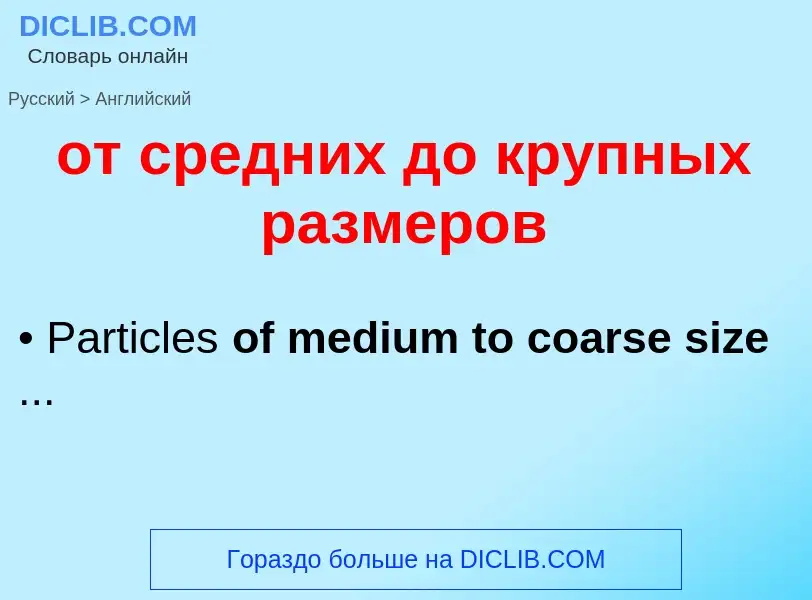 Как переводится от средних до крупных размеров на Английский язык