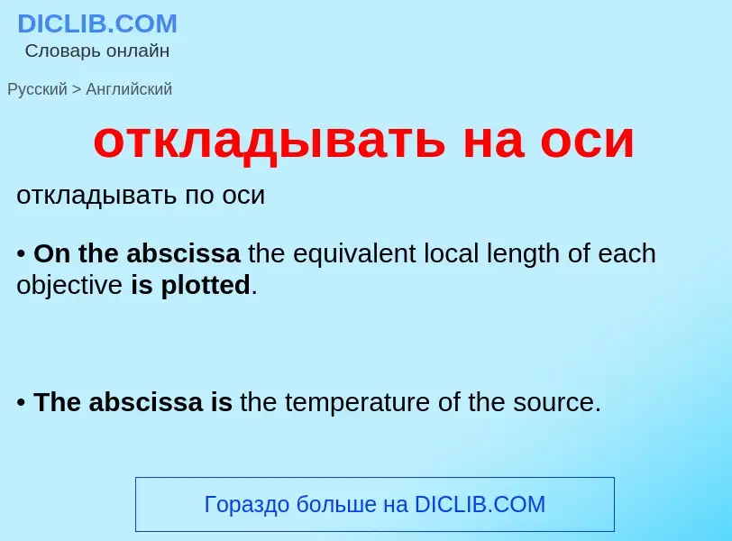 Как переводится откладывать на оси на Английский язык