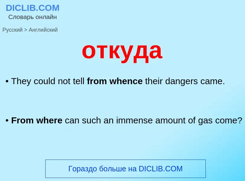 Как переводится откуда на Английский язык