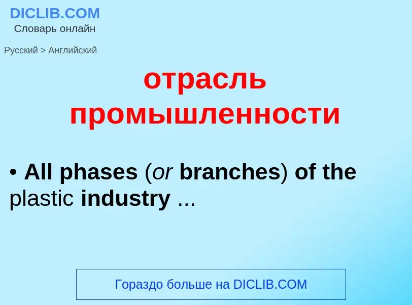 Como se diz отрасль промышленности em Inglês? Tradução de &#39отрасль промышленности&#39 em Inglês