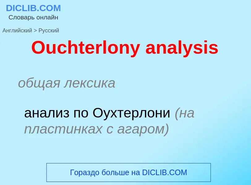 Как переводится Ouchterlony analysis на Русский язык