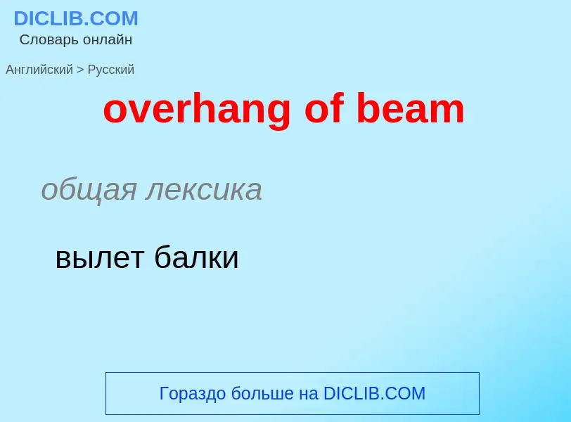 Как переводится overhang of beam на Русский язык