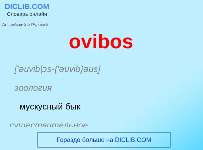 Como se diz ovibos em Russo? Tradução de &#39ovibos&#39 em Russo