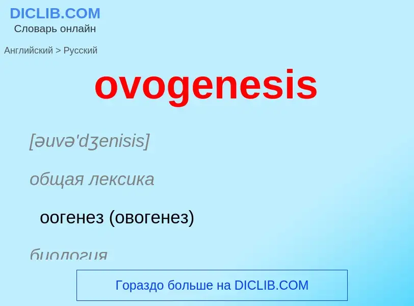 Как переводится ovogenesis на Русский язык