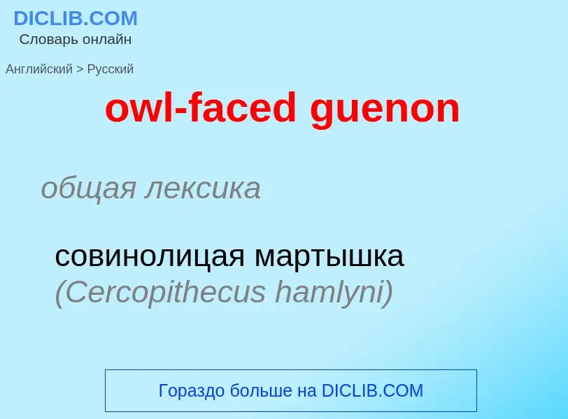 Como se diz owl-faced guenon em Russo? Tradução de &#39owl-faced guenon&#39 em Russo