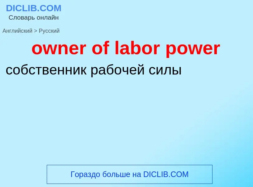 Как переводится owner of labor power на Русский язык