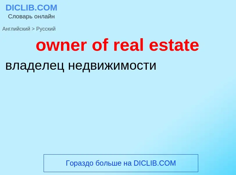 Как переводится owner of real estate на Русский язык