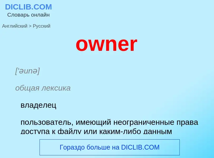 Как переводится owner на Русский язык