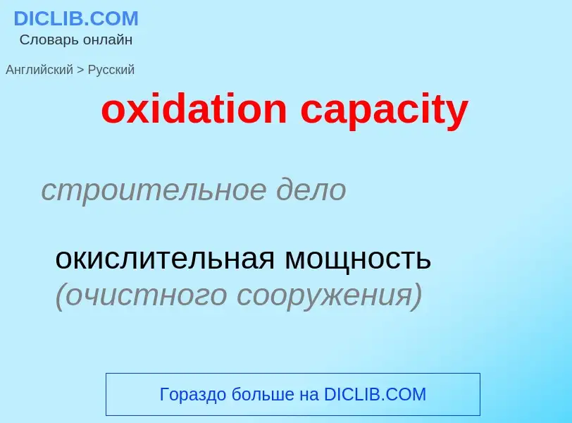 Como se diz oxidation capacity em Russo? Tradução de &#39oxidation capacity&#39 em Russo